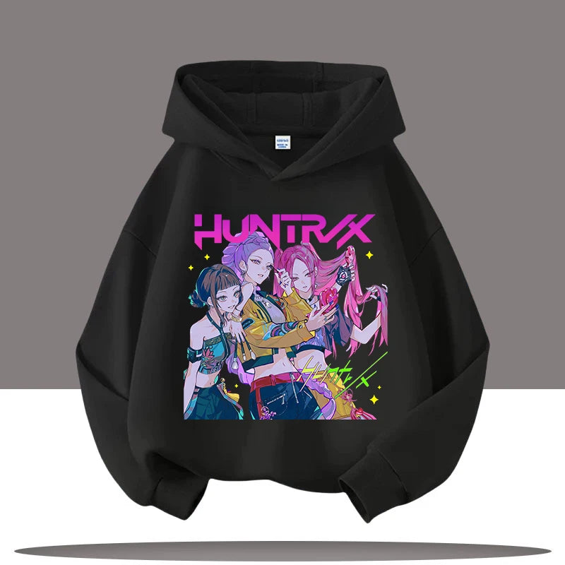 Autumn Demon Hunters Print Kids Hoodies Girls Fashion Long Sleeve Outerwear Hooded Coat for Children's Fashion Pullover Boy Tops