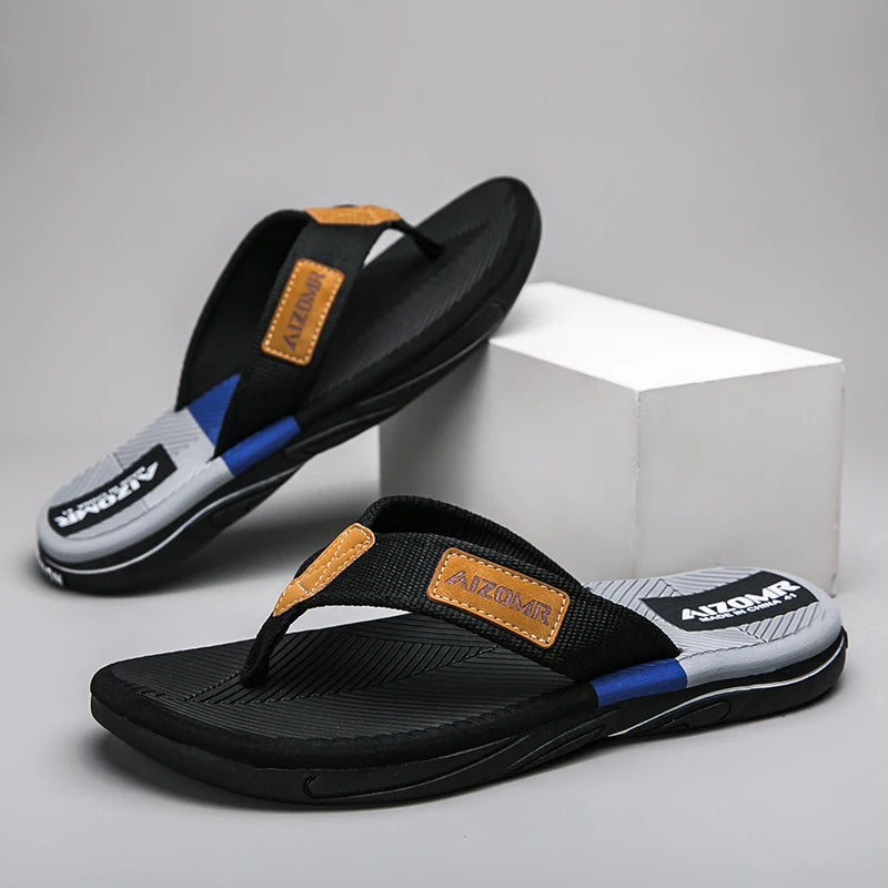 YRZL Men Flip Flops Summer Lightweight Slides Sandals Comfortable Non-Slip Beach Shoes Casual Outdoor Slippers for Men Soft Sole