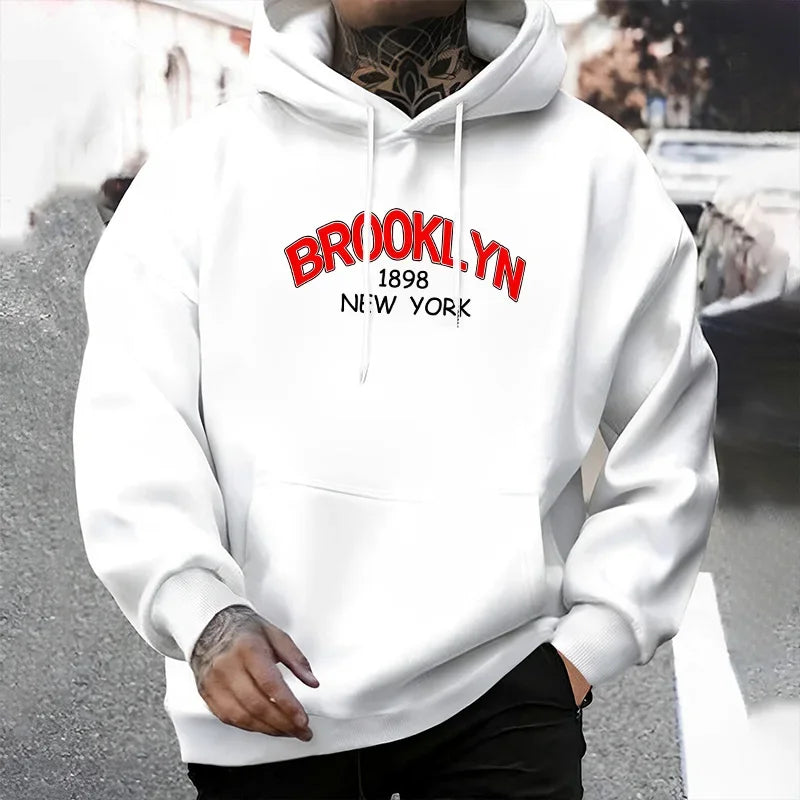 Brooklyn Print Hoodies for Man Autumn Winter Hot Sale High Quality Hooded Sweatshirt Home Outdoor Casual Sport Warm Pullover
