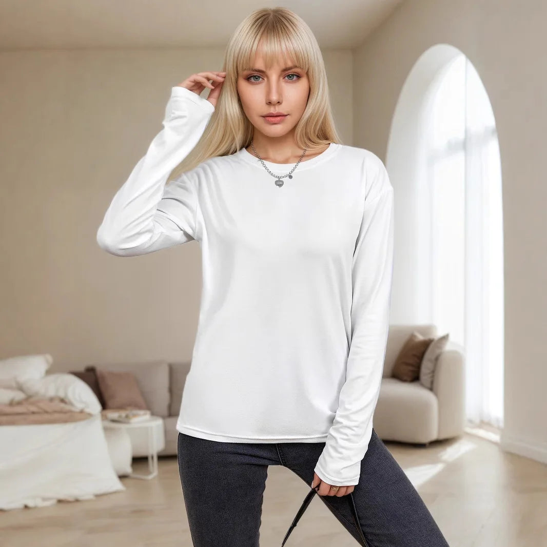 Women's New Spring Autumn Casual Round Neck Solid Color Base Layer Long Sleeve T-Shirt