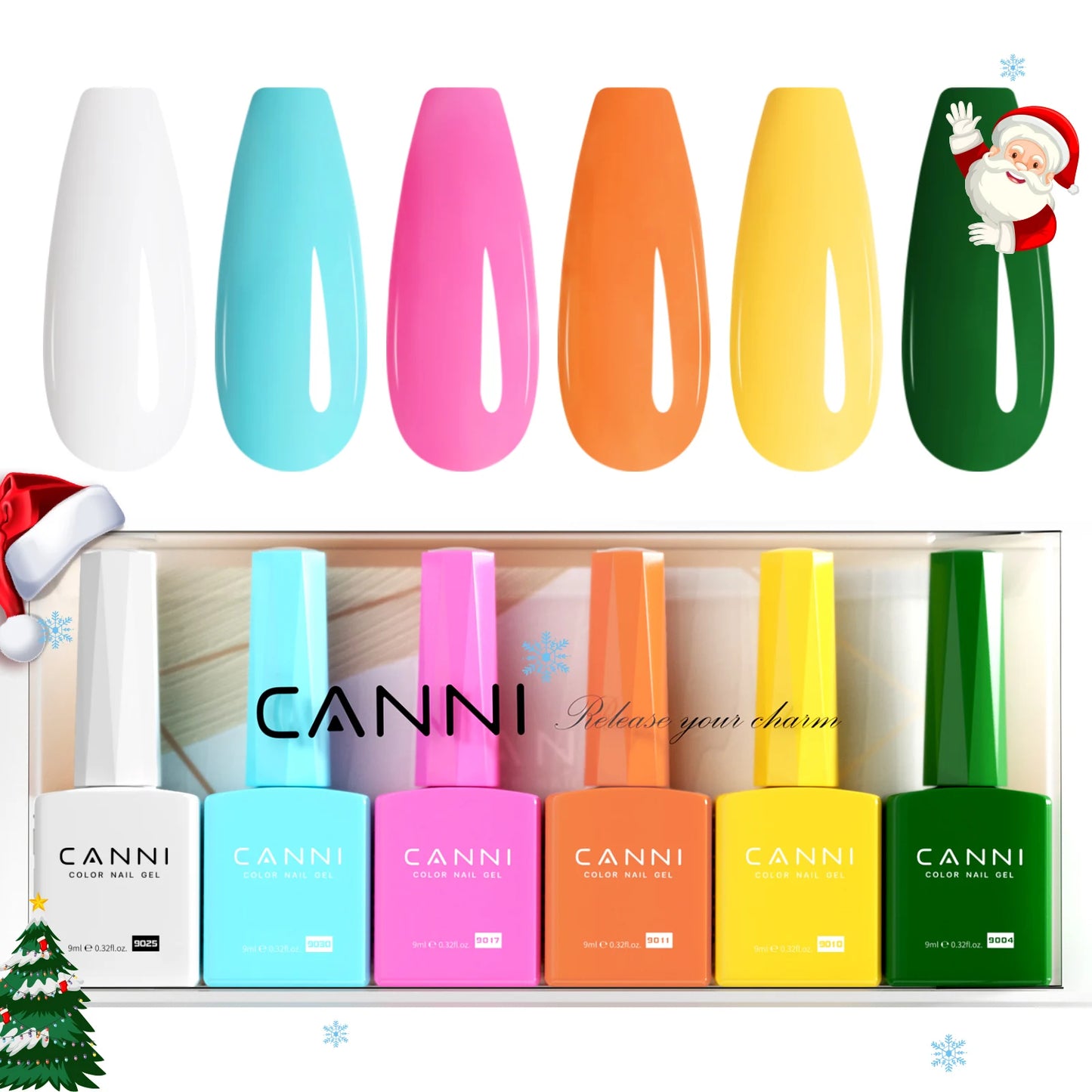 CANNI Hema Free Nail Gel Polish Thanks Giving Gift Christmas Red Color Collection Semi Permanent 9ml French Nail Gorgeous Color