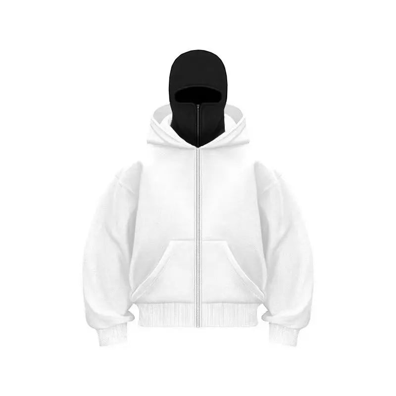 2025 Autumn Men Balaclava Y2K Gothic Harajuku Winter New Item Double Hooded Sweatshirt Men's Hooded Mask Zipper Sportswear Women