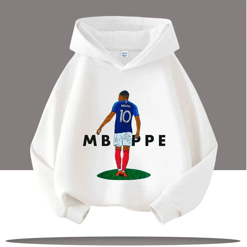 Football star Mbappe printed children's cartoon casual warm hooded sports autumn coat hoodie