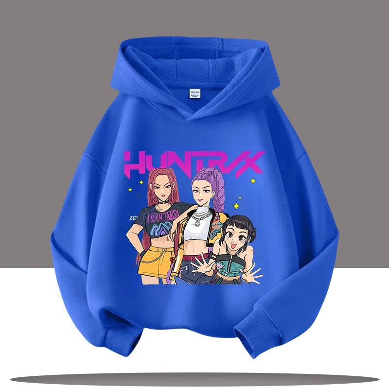 Autumn Demon Hunters Print Kids Hoodies Girls Fashion Long Sleeve Outerwear Hooded Coat for Children's Fashion Pullover Boy Tops