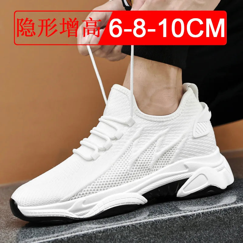 Invisible inner height increasing men's shoes 4cm-10cm breathable fly woven mesh height increasing sports shoes casual shoes