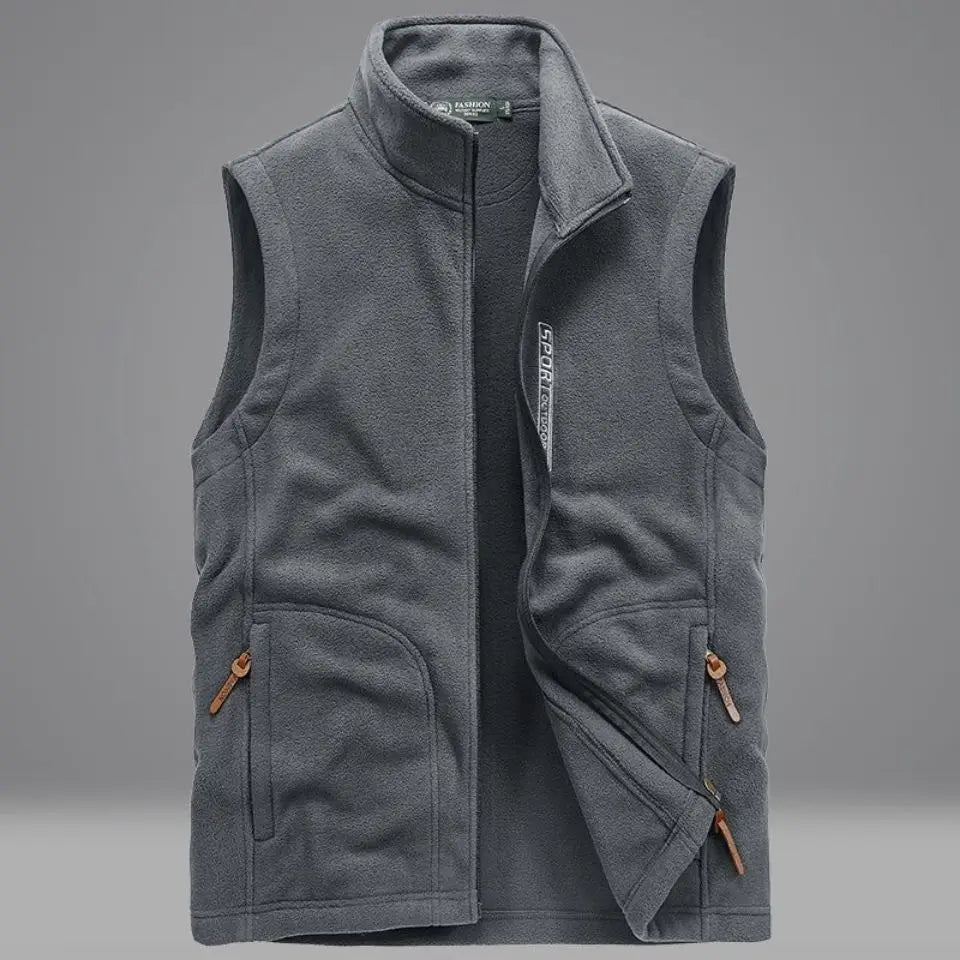 Two-sided Thicken Fleece Men Casual Coat Vest Autumn Winter Streetwear Fashion Male Solid Zipper Casual Warm Sleeveless Jackets