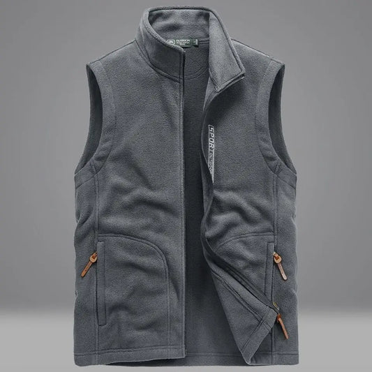 Two-sided Thicken Fleece Men Casual Coat Vest Autumn Winter Streetwear Fashion Male Solid Zipper Casual Warm Sleeveless Jackets