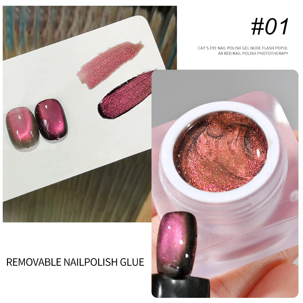 6ml Cat Eye Gel Nail Polish Shiny Magnetic Gel Semi Permanent Soak Off UV Gel Glitter Manicure Crystal Starry Nail Gel Varnish *