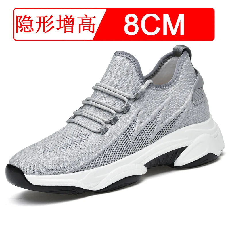 Invisible inner height increasing men's shoes 4cm-10cm breathable fly woven mesh height increasing sports shoes casual shoes