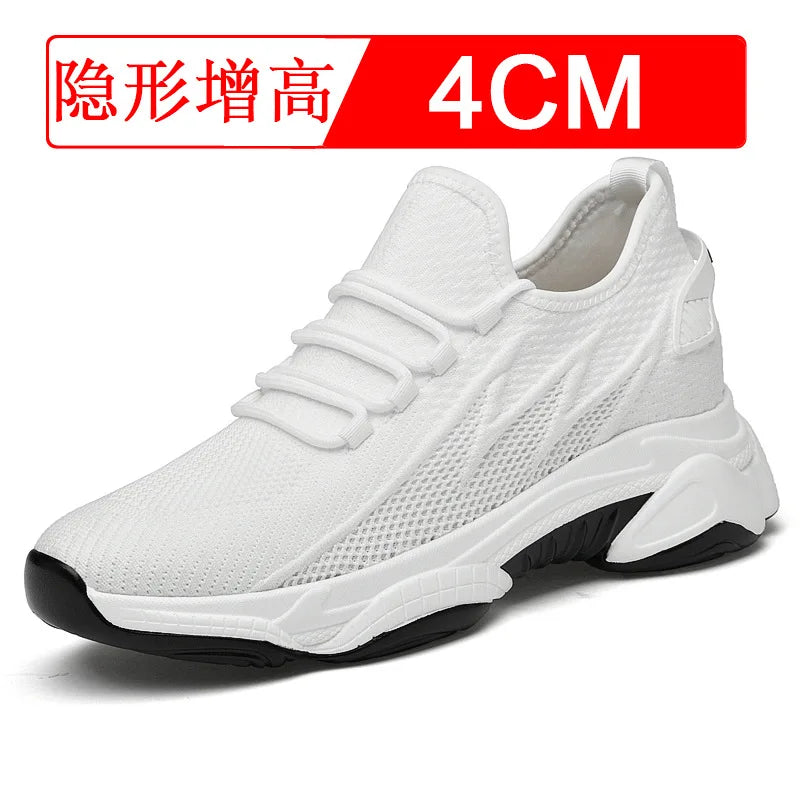 Invisible inner height increasing men's shoes 4cm-10cm breathable fly woven mesh height increasing sports shoes casual shoes