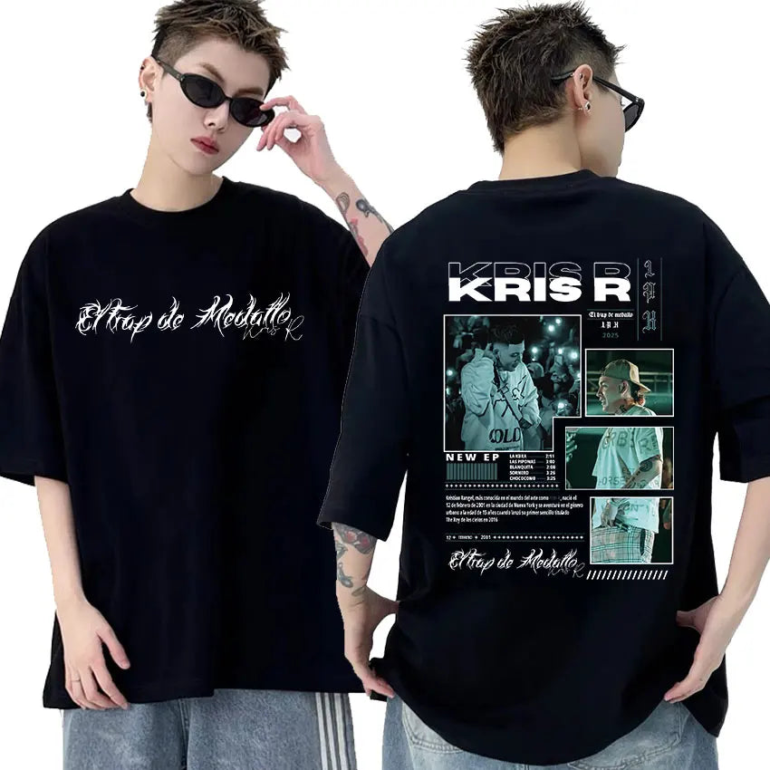 Rapper Kris R Album 2025 Graphic T-Shirt Men's Vintage Fashion High Quality T-shirts Hip Hop Oversized Cotton T Shirt Streetwear