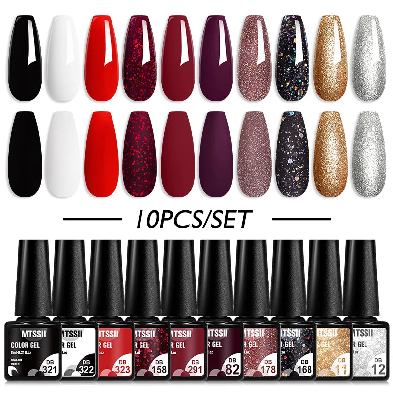 10PCS Coffee Color Gel Nail Polish Set Brown Earth Semi Permanent UV Gel Chocolate Autumn Winter Soak Off Nail Art Gel Varnish