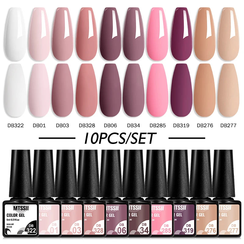 10PCS Coffee Color Gel Nail Polish Set Brown Earth Semi Permanent UV Gel Chocolate Autumn Winter Soak Off Nail Art Gel Varnish