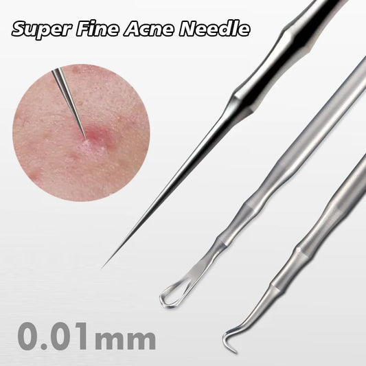 1/2/3pcs German Ultra-fine Cell Pimples Blackhead Whitehead Clip Beauty Face Salon Special Remove Acne Fat Particles Needle Tool