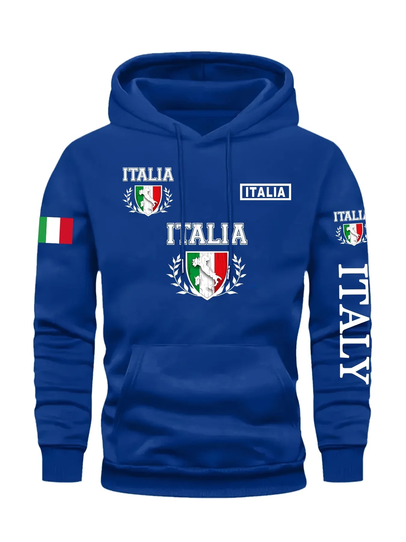 Men's Italy Print Pullover Front Pocket Machine Washable Autumn Winter Comfort Fit Italy Sweatshirt Comfortable Knit Fabric