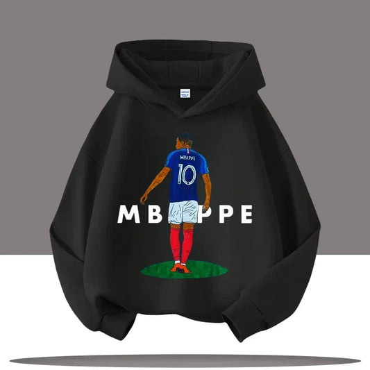 Football star Mbappe printed children's cartoon casual warm hooded sports autumn coat hoodie