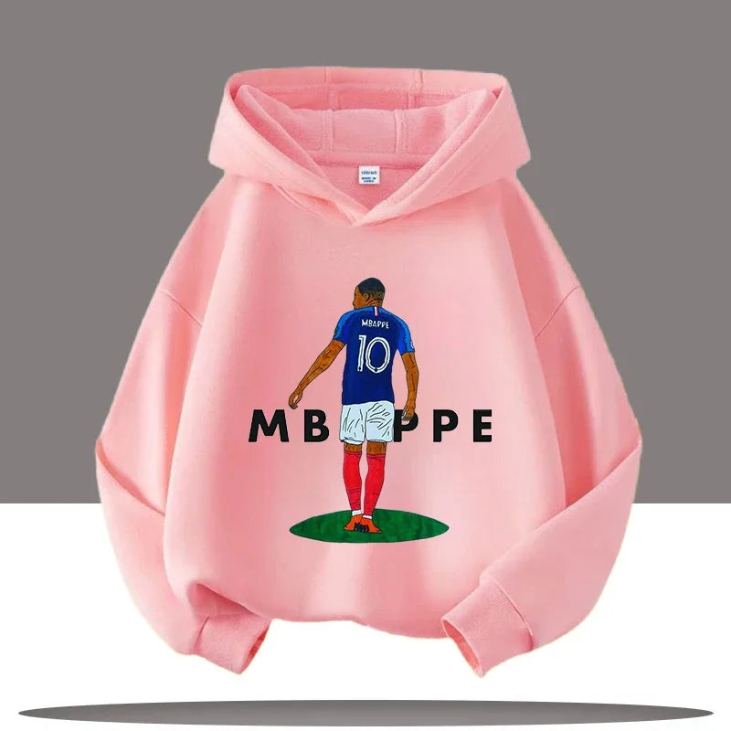 Football star Mbappe printed children's cartoon casual warm hooded sports autumn coat hoodie
