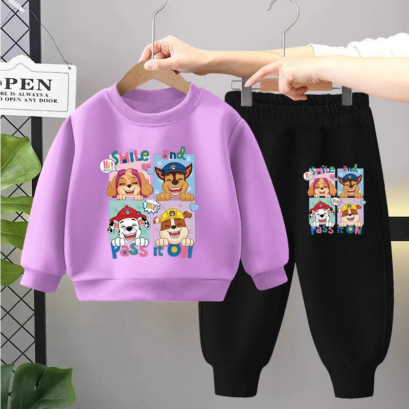 PAW Patrol Children's Sets Anime Printed Boys Girls Pullover and Long Pants Two Piece Set Autumn Kids Casual Thin Tracksuit