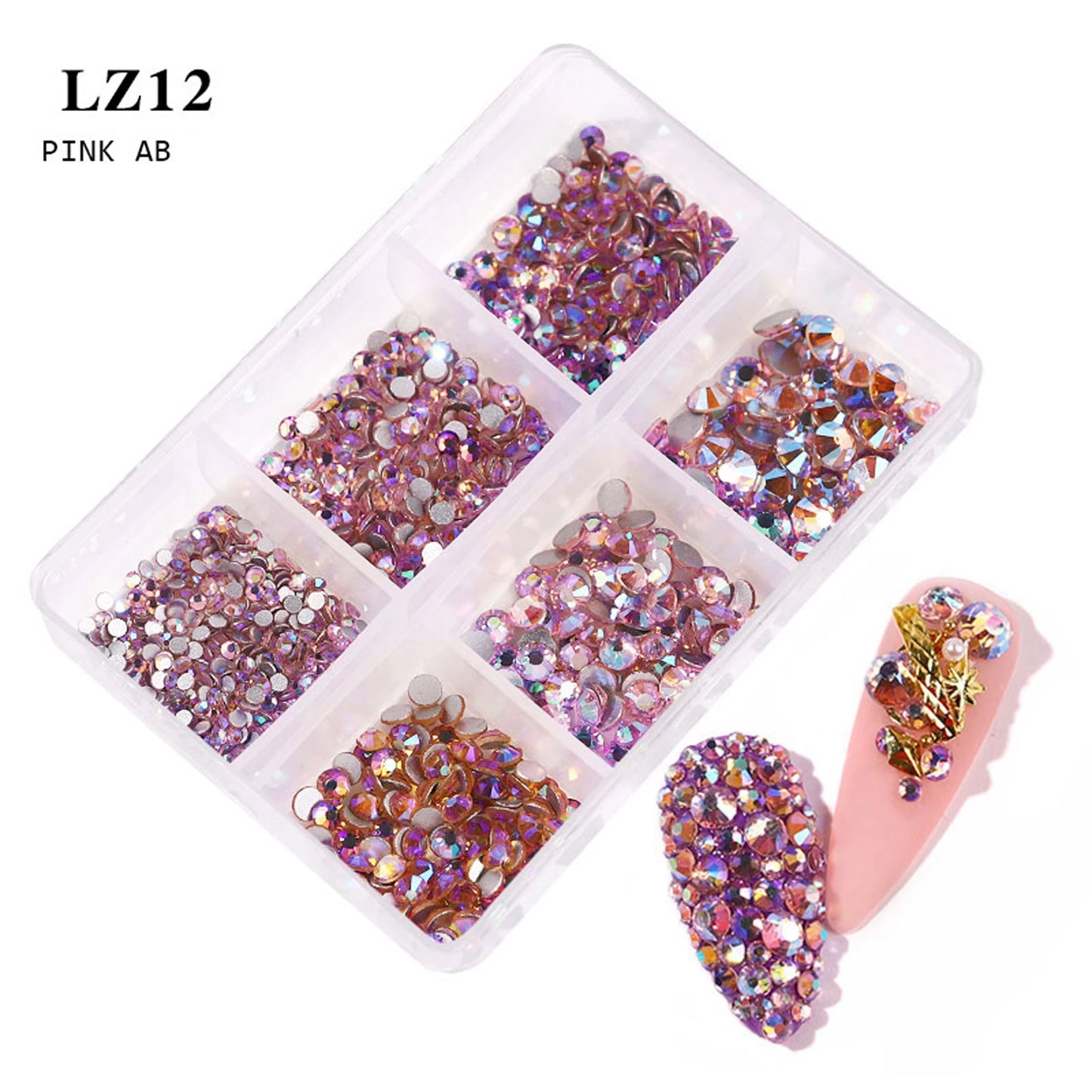 6Grids Kit Nail Decoration Mix Size Nail Diamond Flatback Rhinestone Glue Strass Diy Bling Stickers Skin Non Hotfix Crystals