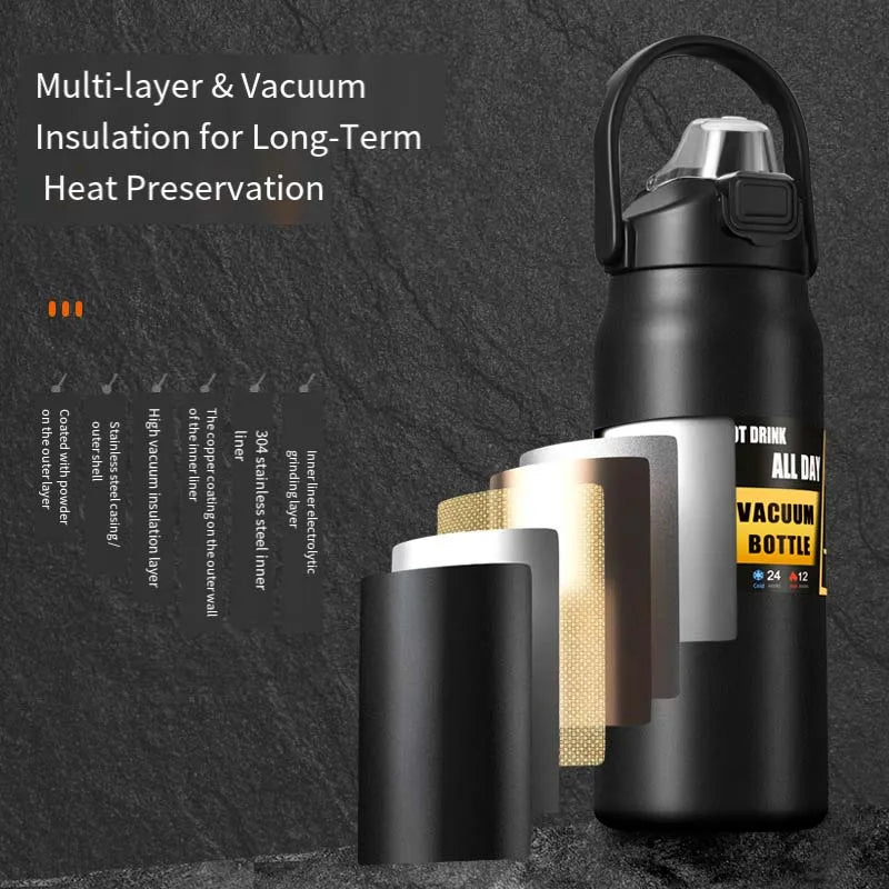 Large capacity portable thermos cup with lid with cup 304 stainless steel outdoor sports travel kettle car water cup