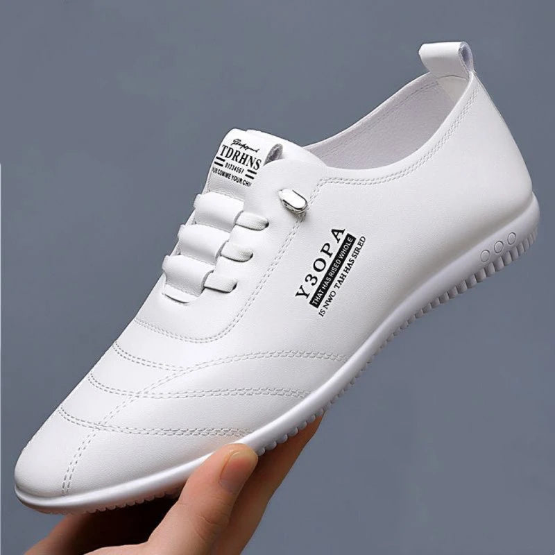 Men's Leather Shoes New Black Soft Bottom Anti Slip and Breath Shoes 2025 Men's Business Dress Casual  Luxury Light Flat Zapatos