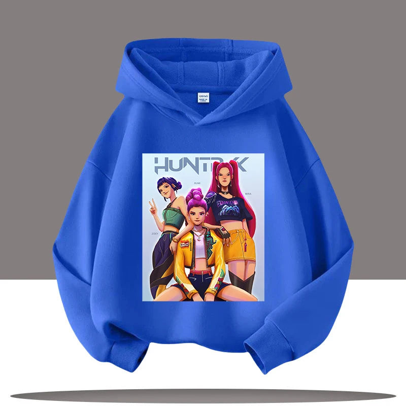 Autumn Demon Hunters Print Kids Hoodies Girls Fashion Long Sleeve Outerwear Hooded Coat for Children's Fashion Pullover Boy Tops