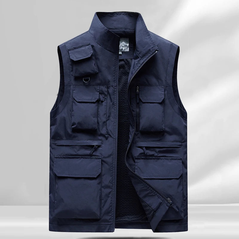 7xl Plus Size Multi-Pocket Vest Men Outdoor Sporting Fishing Vest Photography Work Clothes 6xl 5xl 4xl Casual Cargo Vest Jacket
