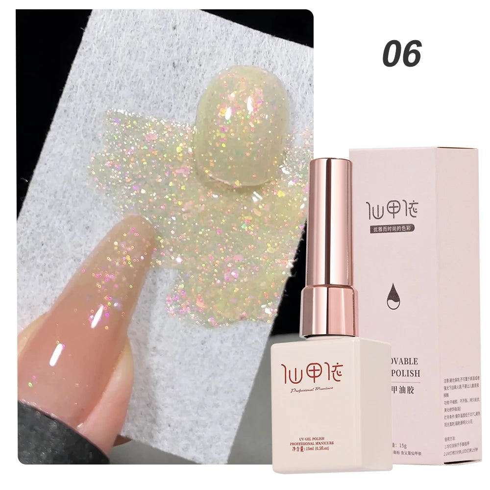 6ml Cat Eye Gel Nail Polish Shiny Magnetic Gel Semi Permanent Soak Off UV Gel Glitter Manicure Crystal Starry Nail Gel Varnish *