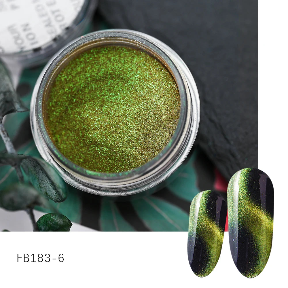 53 Jars 3D Cat Eye Effect Magnet Nail Powder Shiny Sparkly Mirror Nail Glitter Dust UV Gel Polish Chrome DIY Nail Art Pigment #F