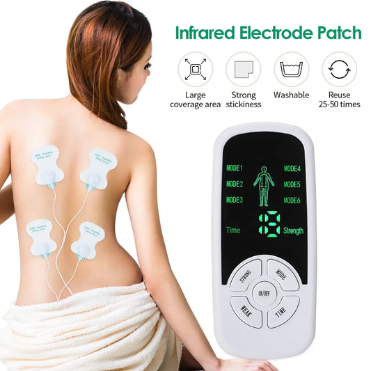 EMS Pulse Electric Muscle Stimulator Back Neck Body Massager Tens Acupuncture Meridian Physiotherapy Digital Massage with Pads