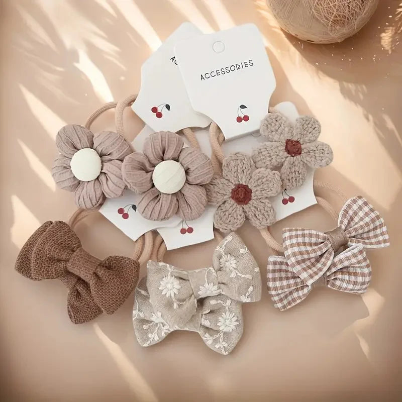 10Pcs Headbands with Colorful Flowers & Bows Soft Polyester Hairbands Perfect for Casual Wear Playful Design Hair Accessories