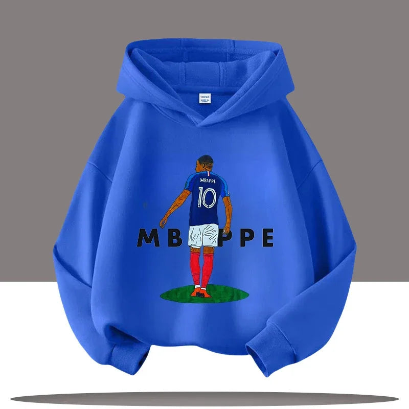 Football star Mbappe printed children's cartoon casual warm hooded sports autumn coat hoodie