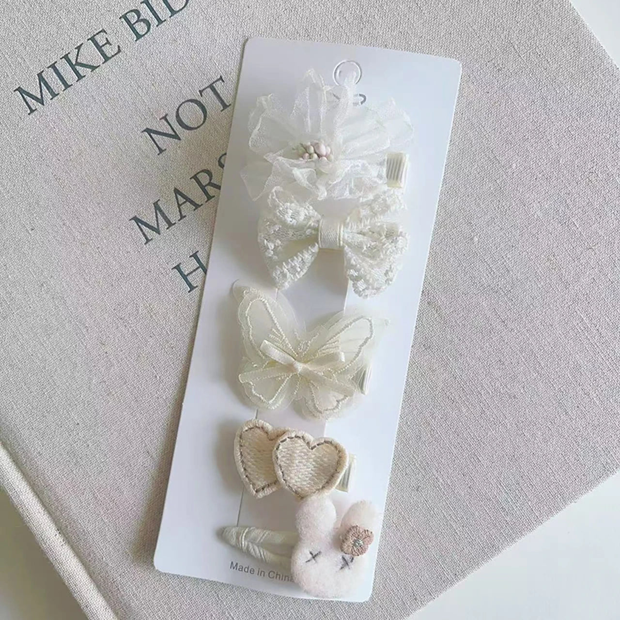 5PCS/Set Lace Bow Princess Baby Hairpins Cute Cartoon Bear Rabbit Sided Clips for Girl Floral Hair Clips Kids Hair Accessories