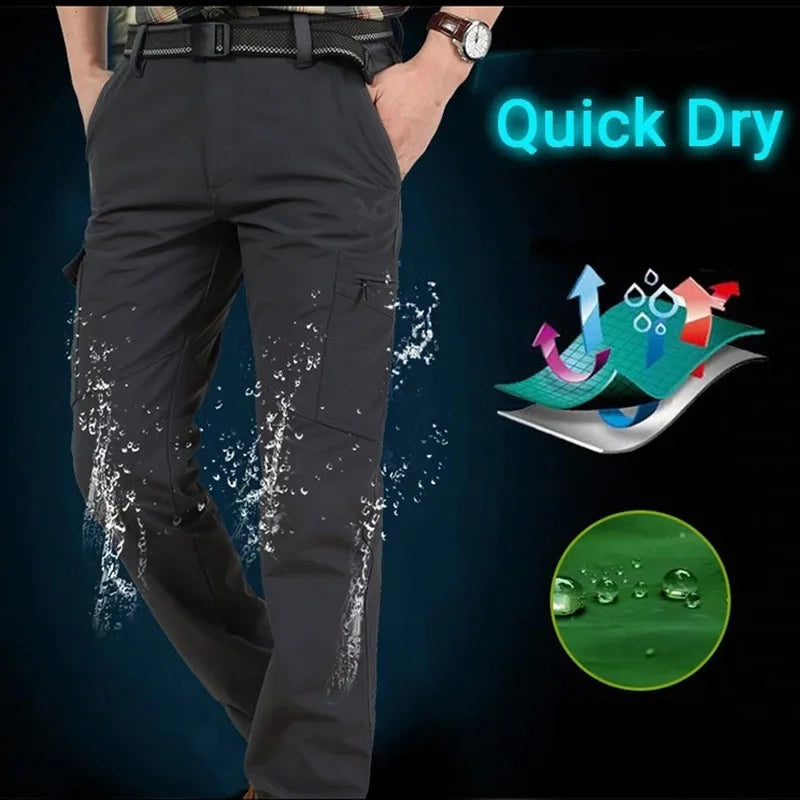 Quick Dry Casual Pants Men Summer Outdoors Style Trousers Men's Tactical Cargo Pants Male lightweight Waterproof Trousers