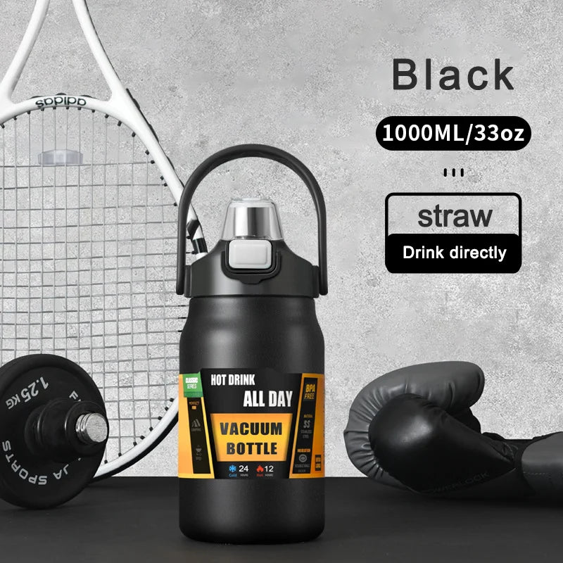 Large capacity portable thermos cup with lid with cup 304 stainless steel outdoor sports travel kettle car water cup