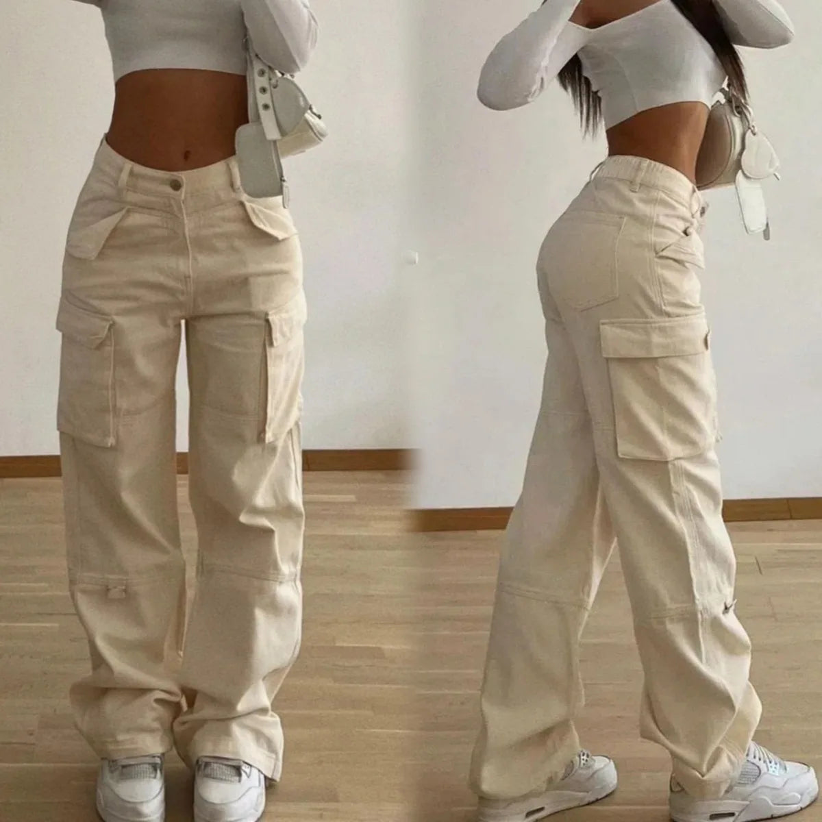 2024 New Y2K Cargo Pants for Women - Baggy Wide Leg Tactical Work Pants, High Waist Straight Fit Casual Streetwear Trousers Hot