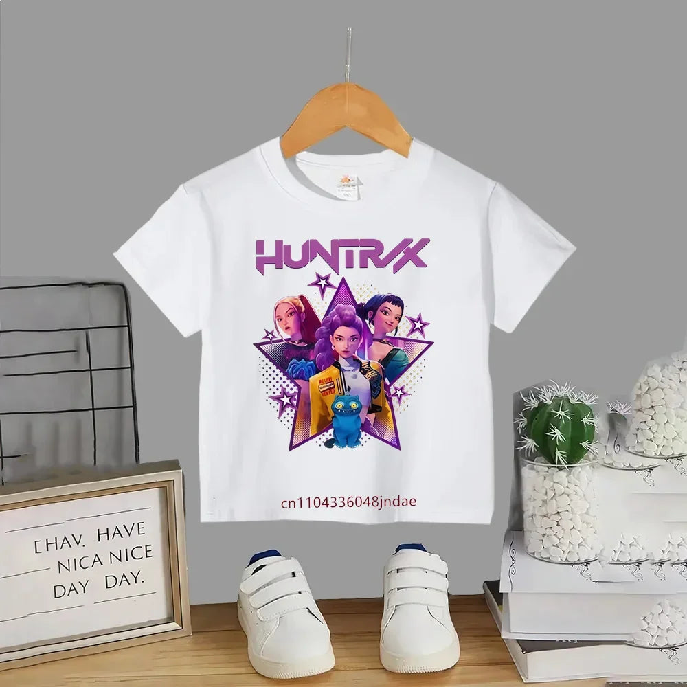 Baby Girl Clothes2025 Movie Crew Neck Cartoon Girls Boys Tee Kids T-shirt KPop Demon Hunters Print Fashion Casual Tops Casual