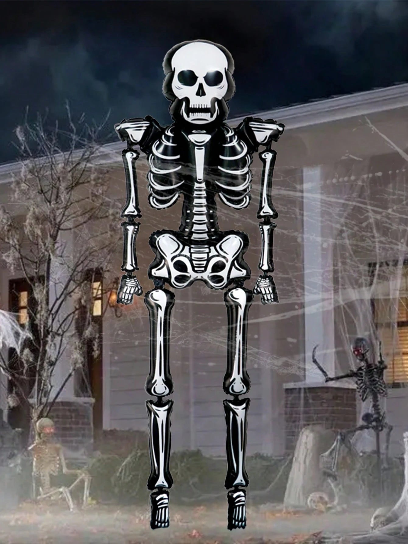 1pc Extra Tall Giant Skull Foil Balloon, Halloween Decoration, Ghost Party, Haunted House, Birthday Horror Atmosphere Decoration