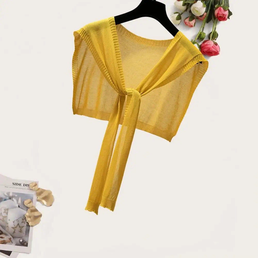 Temperament Skin-Touching Versatile Summer Lady Knitted Thin Shoulder Shawl Fake Lapel Costume Accessories