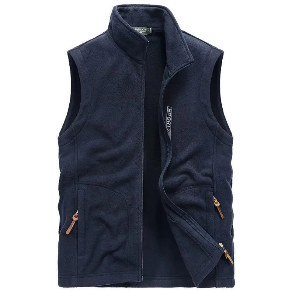 Two-sided Thicken Fleece Men Casual Coat Vest Autumn Winter Streetwear Fashion Male Solid Zipper Casual Warm Sleeveless Jackets