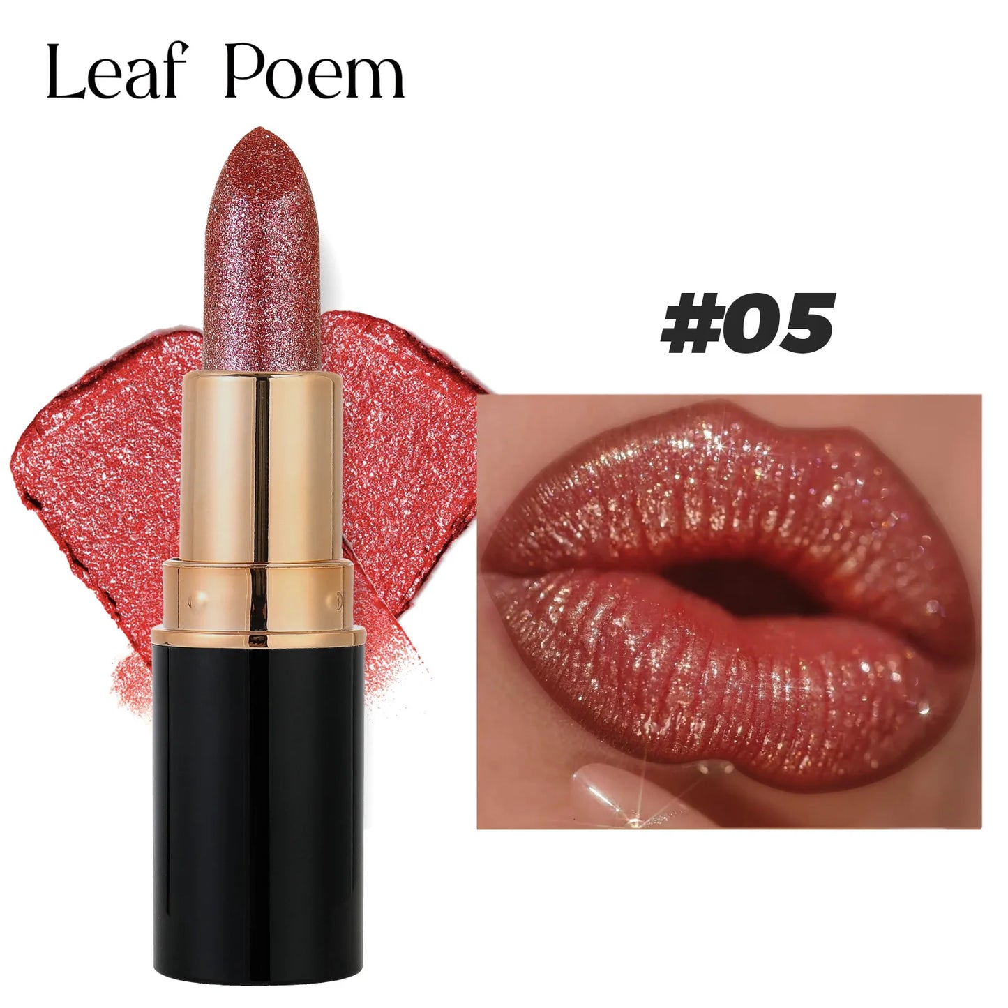 Metallic Glitter Lipstick Dazzling Moisturizing Velvety Sexy Red Lip Gloss Waterproof Matte Diamond Pearlescent Lip Tint Balm
