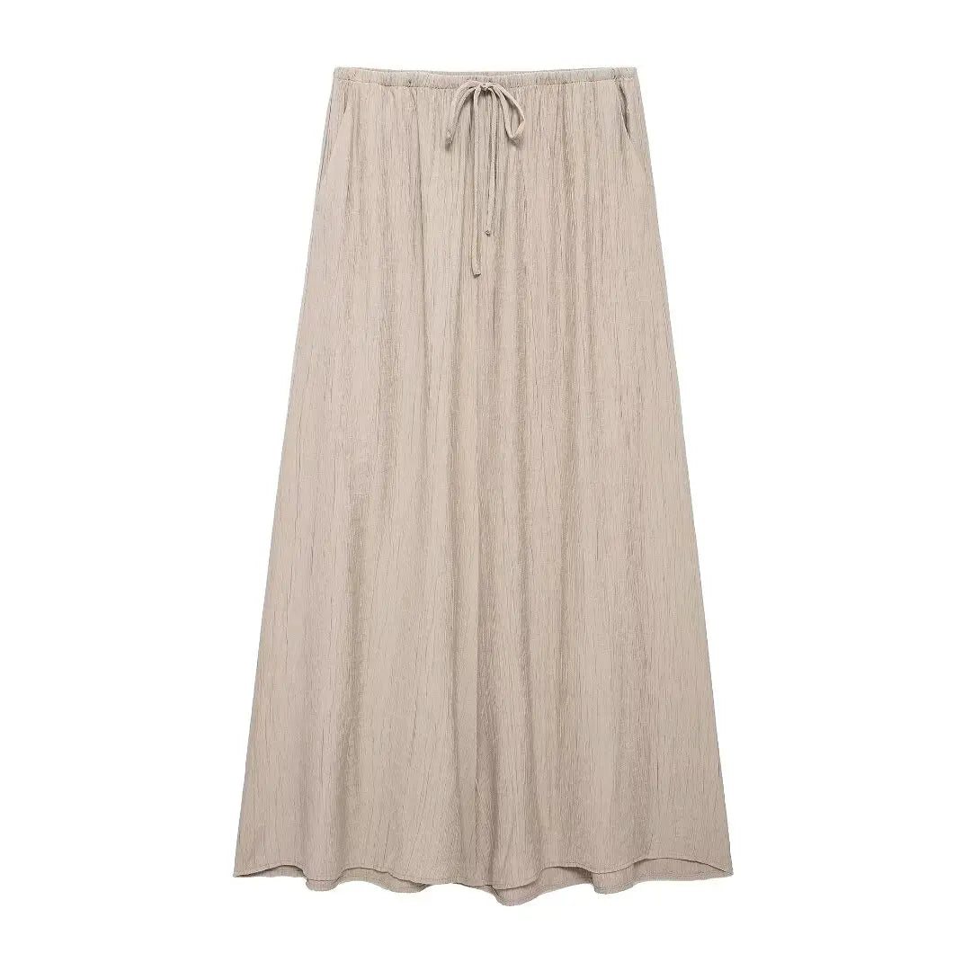 HH Women's Street Vest 2-piece Set Chic V-neck Sleeveless Lace-up Textured Vest + High-waisted Drawstring Casual Skirt Suit