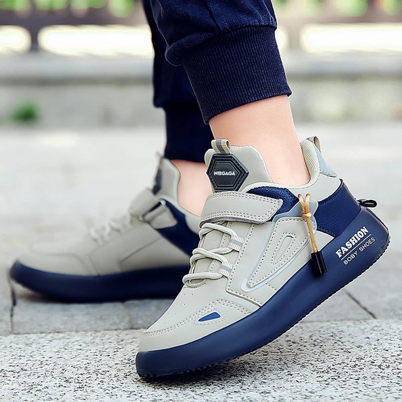 New Leather Kids Running Shoes Fashion Children  Casual Walking Student Tennis Sneakers Non Slip