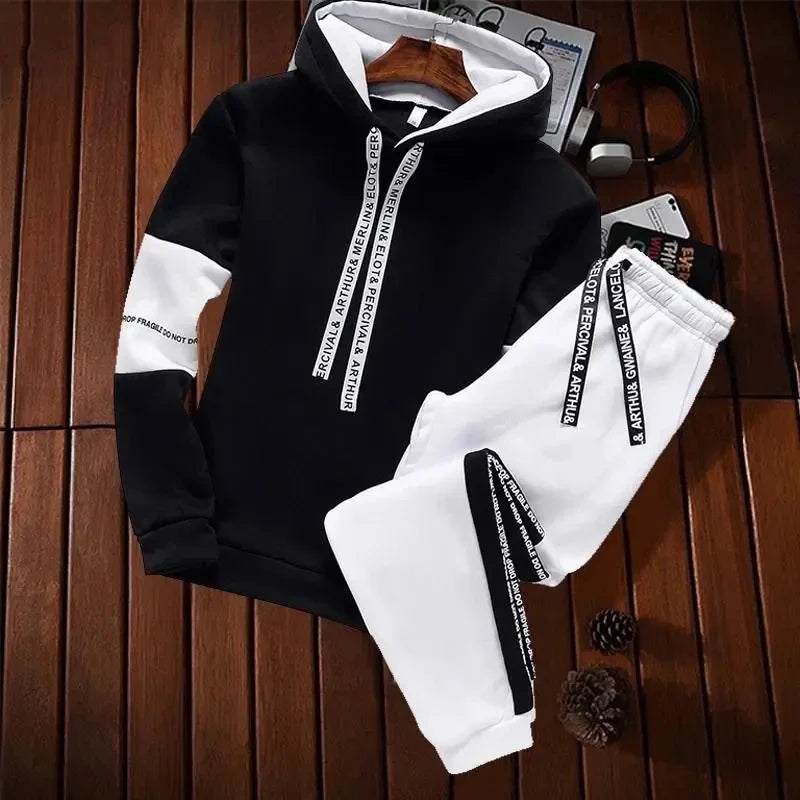 2024 Men Tracksuit Set Autumn Winter Hoodies Sweatshirt Men's Sportswear Sweatshirts+Sweatpants 2 Piece Hip Hop Pullover Hoodies