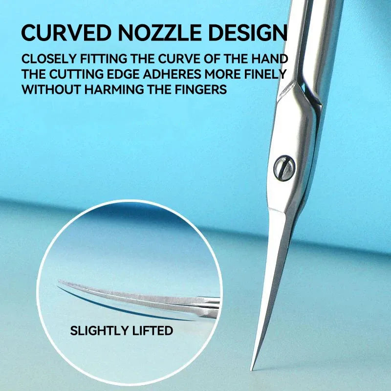 Stainless Steel Cuticle Scissors Dead Skin Remover Cuticle Cutter Professional Nail Art Tool Russian Manicure Curved Tip Scissor