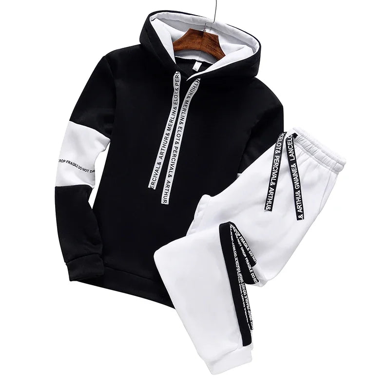 2024 Men Tracksuit Set Autumn Winter Hoodies Sweatshirt Men's Sportswear Sweatshirts+Sweatpants 2 Piece Hip Hop Pullover Hoodies