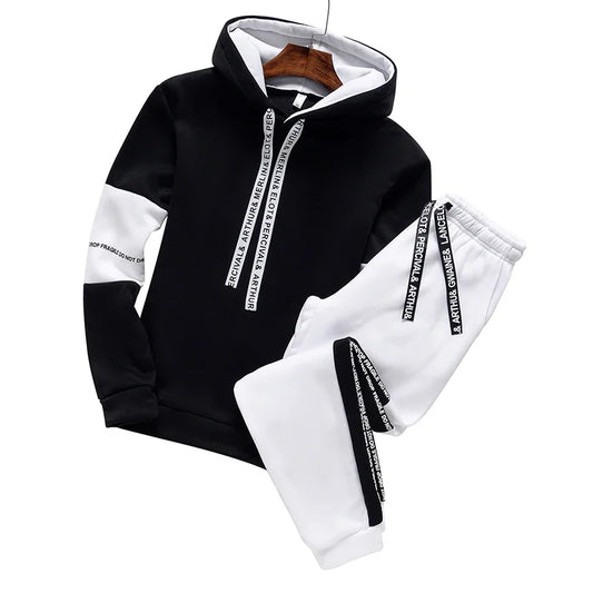 2024 Men Tracksuit Set Autumn Winter Hoodies Sweatshirt Men's Sportswear Sweatshirts+Sweatpants 2 Piece Hip Hop Pullover Hoodies