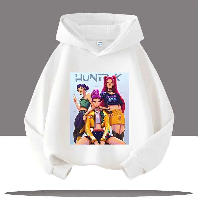 Autumn Demon Hunters Print Kids Hoodies Girls Fashion Long Sleeve Outerwear Hooded Coat for Children's Fashion Pullover Boy Tops