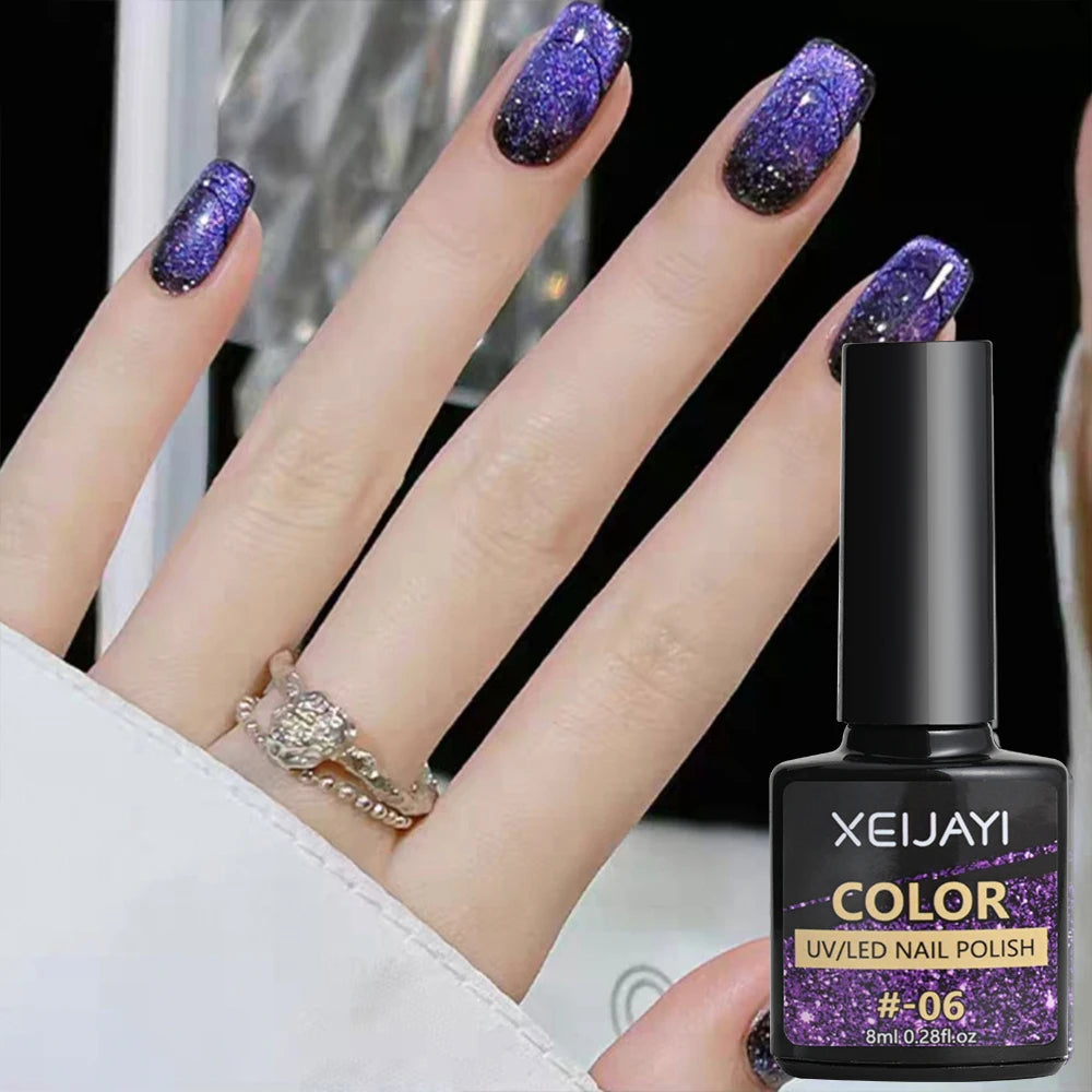 6ml Cat Eye Gel Nail Polish Shiny Magnetic Gel Semi Permanent Soak Off UV Gel Glitter Manicure Crystal Starry Nail Gel Varnish *