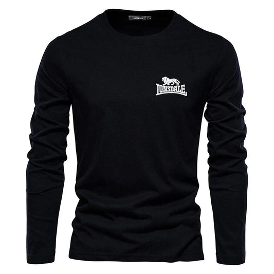Simplicity Solid Color Men's T Shirts Fashion Cotton Long Sleeve Top Casual O-neck Loose Tee  Autumn Fitness Run Sports Pullover